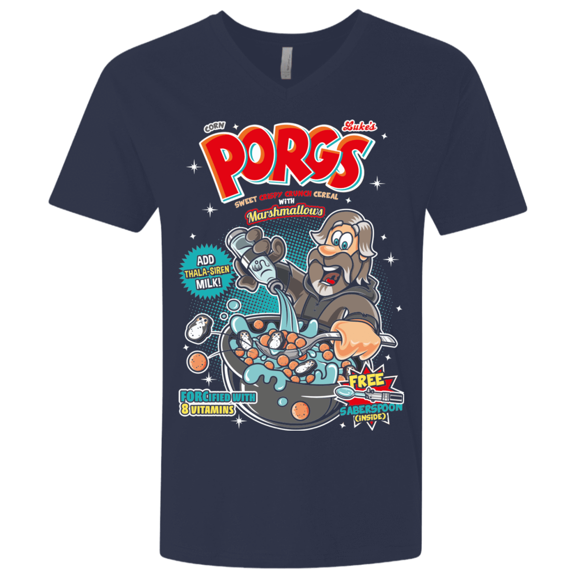 T-Shirts Midnight Navy / X-Small Corn Porgs Men's Premium V-Neck