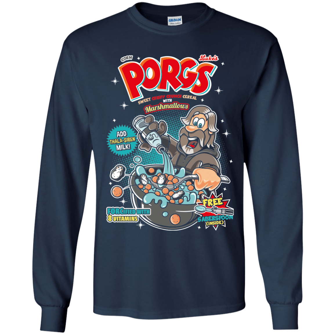 T-Shirts Navy / YS Corn Porgs Youth Long Sleeve T-Shirt