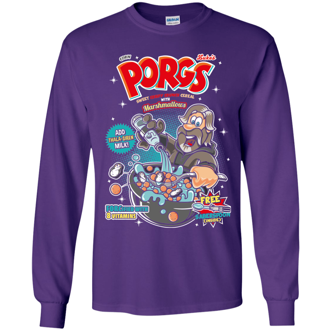 T-Shirts Purple / YS Corn Porgs Youth Long Sleeve T-Shirt