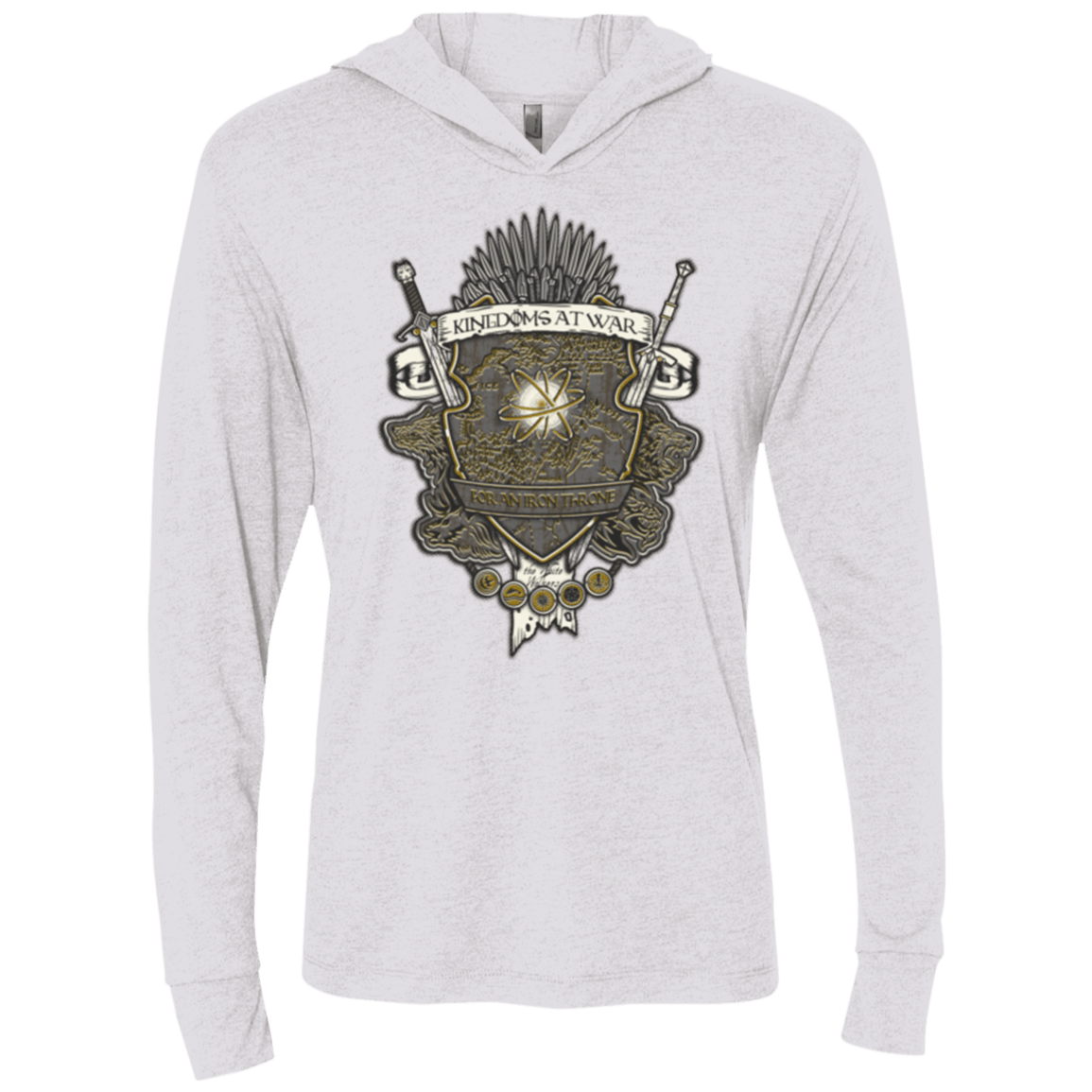T-Shirts Heather White / X-Small Crest of Thrones Triblend Long Sleeve Hoodie Tee