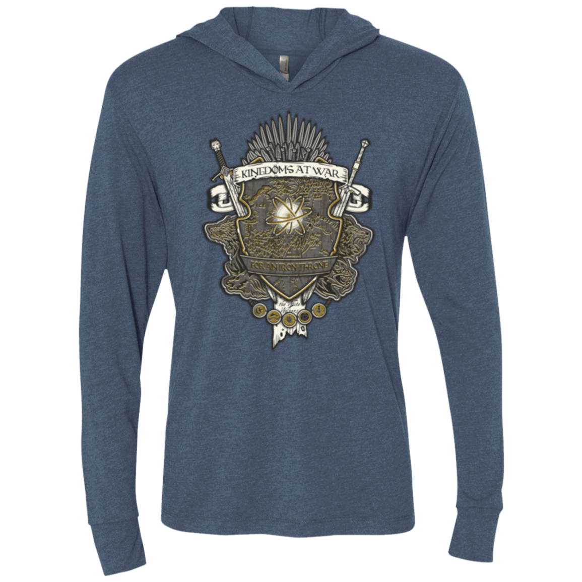 T-Shirts Indigo / X-Small Crest of Thrones Triblend Long Sleeve Hoodie Tee