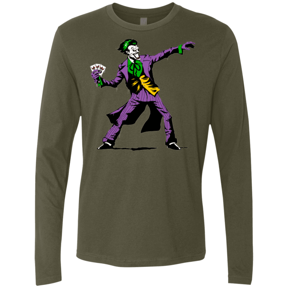T-Shirts Military Green / Small Crime Clown Banksy Men's Premium Long Sleeve