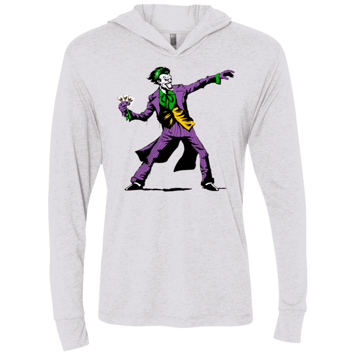 T-Shirts Heather White / X-Small Crime Clown Banksy Triblend Long Sleeve Hoodie Tee