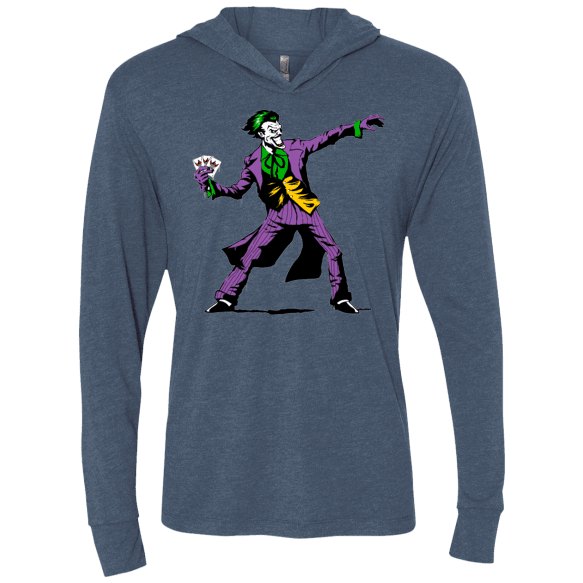 T-Shirts Indigo / X-Small Crime Clown Banksy Triblend Long Sleeve Hoodie Tee