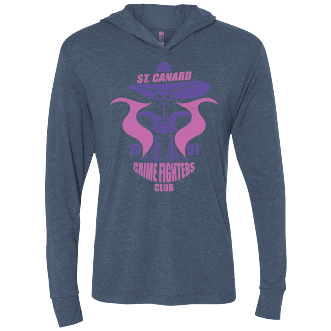 T-Shirts Indigo / X-Small Crime Fighters Club Triblend Long Sleeve Hoodie Tee