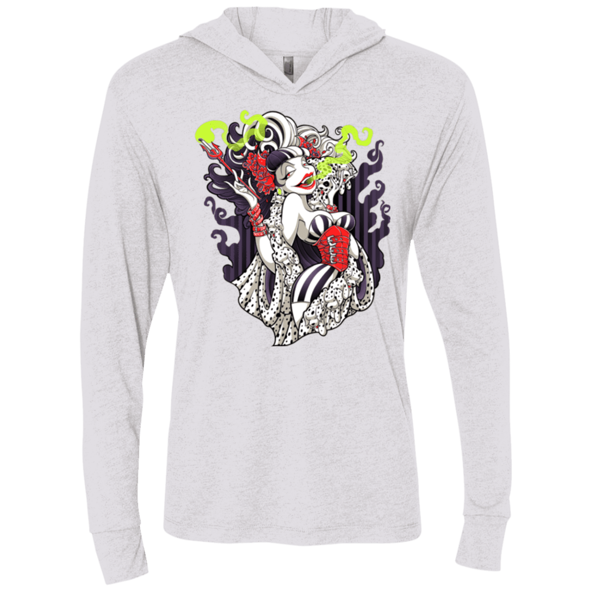 T-Shirts Heather White / X-Small Crudella De Mon Triblend Long Sleeve Hoodie Tee