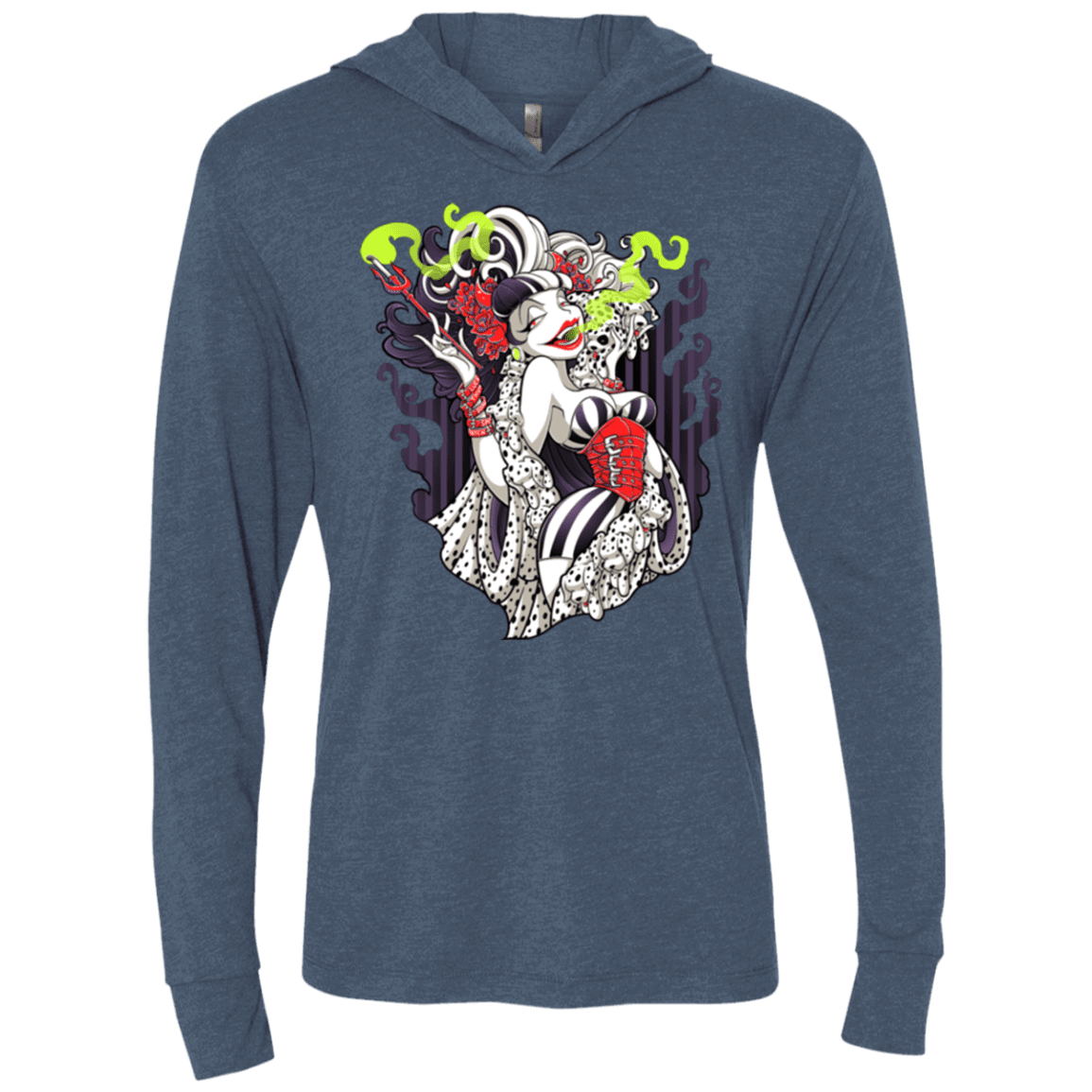 T-Shirts Indigo / X-Small Crudella De Mon Triblend Long Sleeve Hoodie Tee