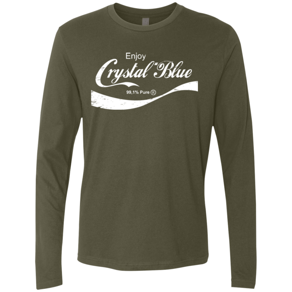 T-Shirts Military Green / Small Crystal Blue Coke Men's Premium Long Sleeve