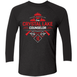 T-Shirts Vintage Black/Vintage Black / X-Small Crystal Lake Counselor Men's Triblend 3/4 Sleeve