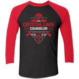 T-Shirts Vintage Black/Vintage Red / X-Small Crystal Lake Counselor Men's Triblend 3/4 Sleeve