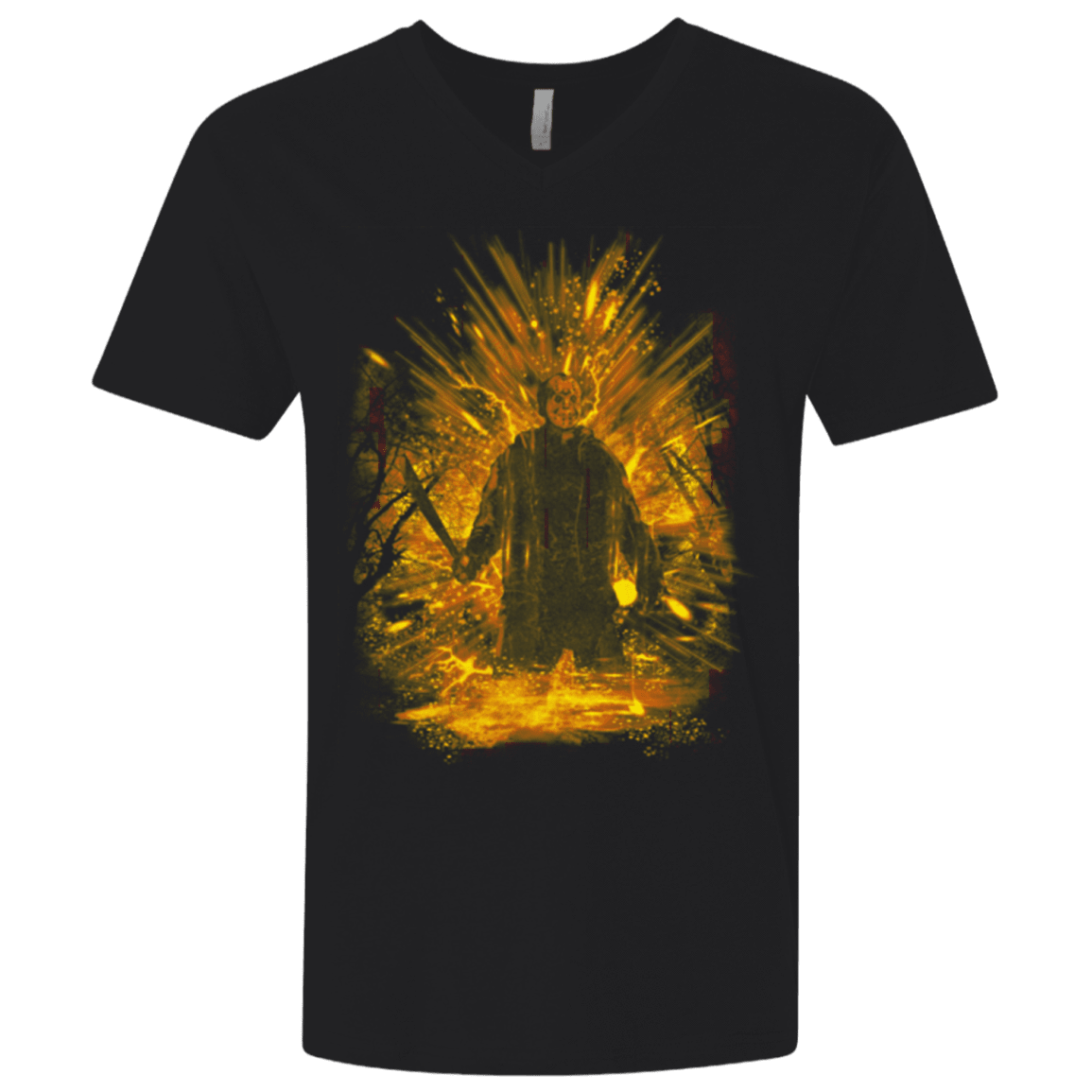 T-Shirts Black / X-Small Crystal Lake Storm Orange Men's Premium V-Neck