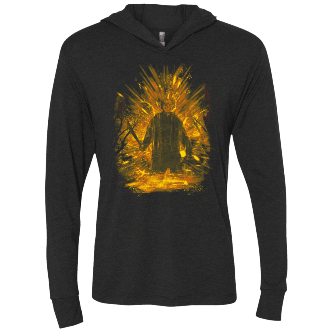 T-Shirts Vintage Black / X-Small Crystal Lake Storm Orange Triblend Long Sleeve Hoodie Tee