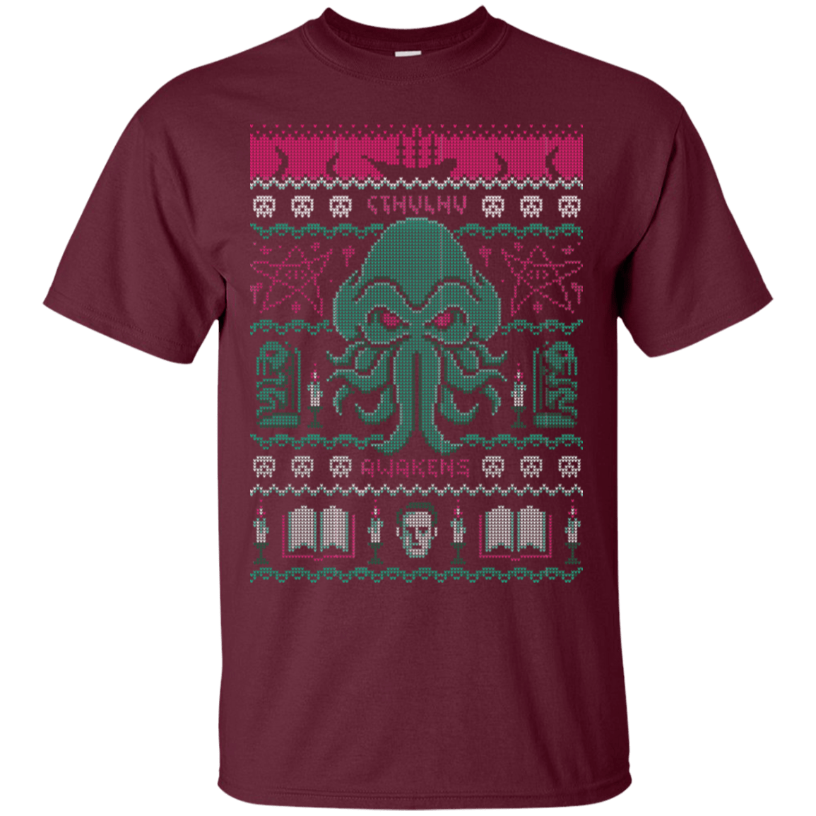 T-Shirts Maroon / S Cthulhu Awakens Ugly Sweater T-Shirt