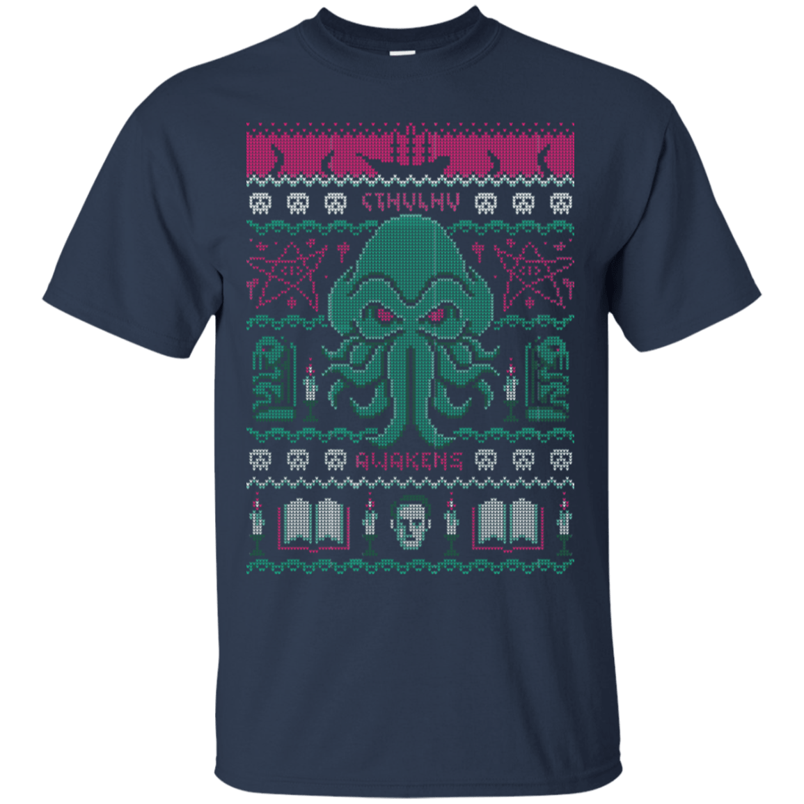 T-Shirts Navy / S Cthulhu Awakens Ugly Sweater T-Shirt