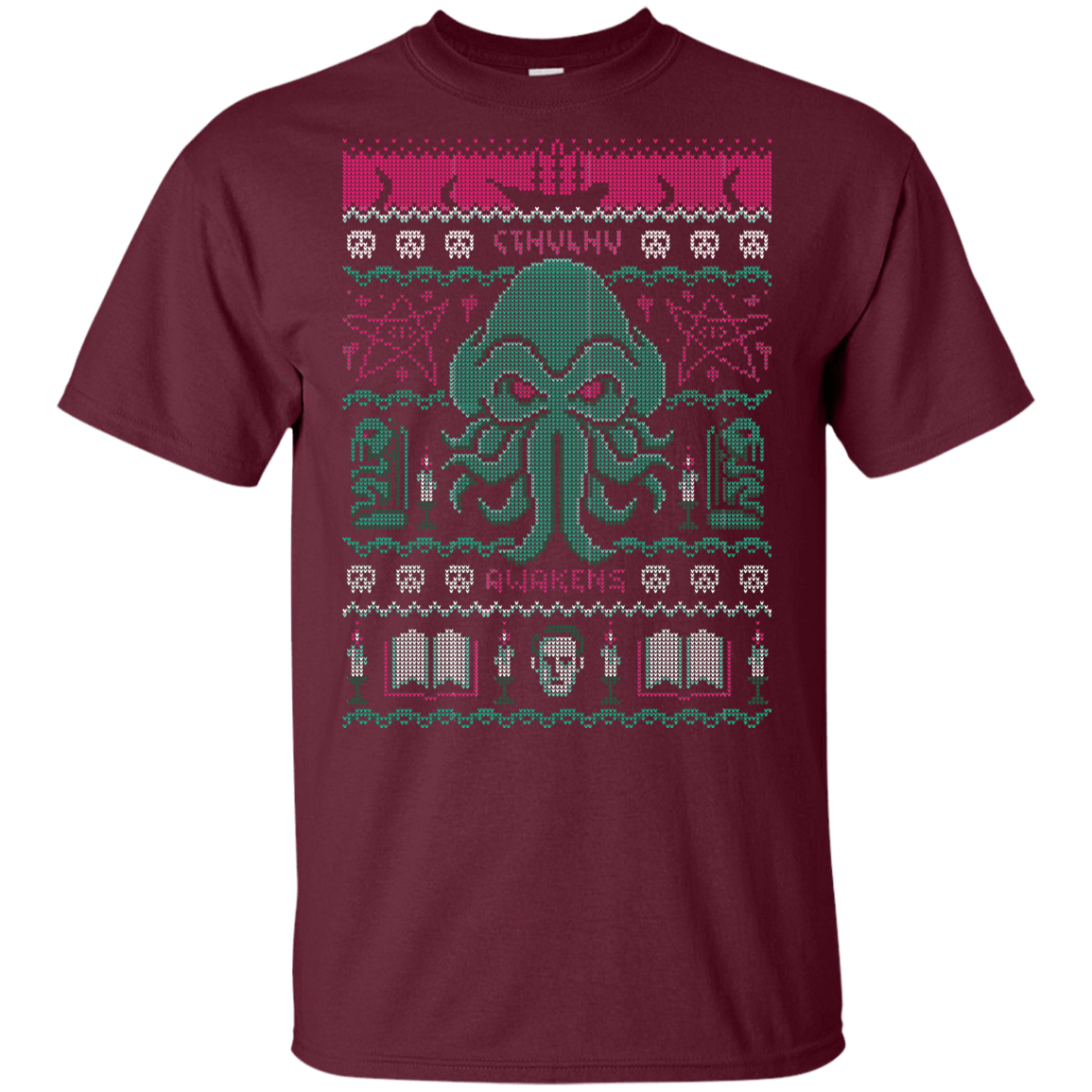 T-Shirts Maroon / YXS Cthulhu Awakens Ugly Sweater Youth T-Shirt