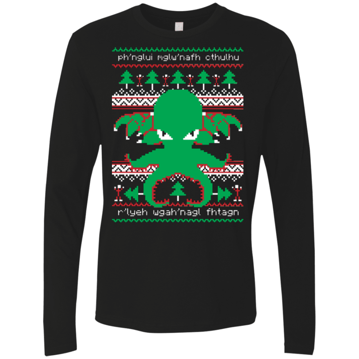 T-Shirts Black / Small Cthulhu Cultist Christmas Men's Premium Long Sleeve