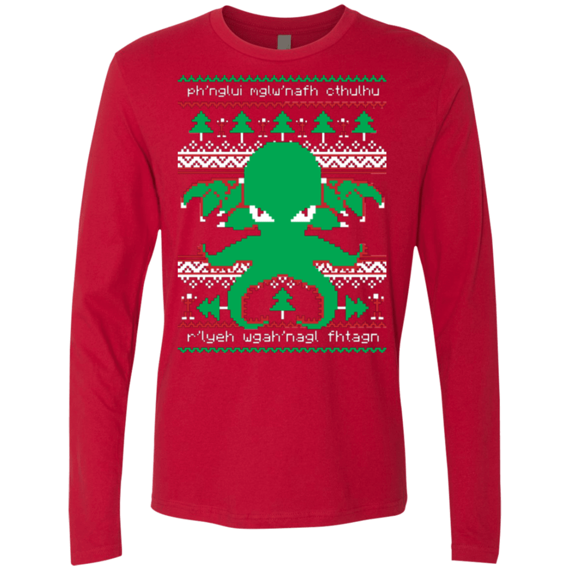 T-Shirts Red / Small Cthulhu Cultist Christmas Men's Premium Long Sleeve