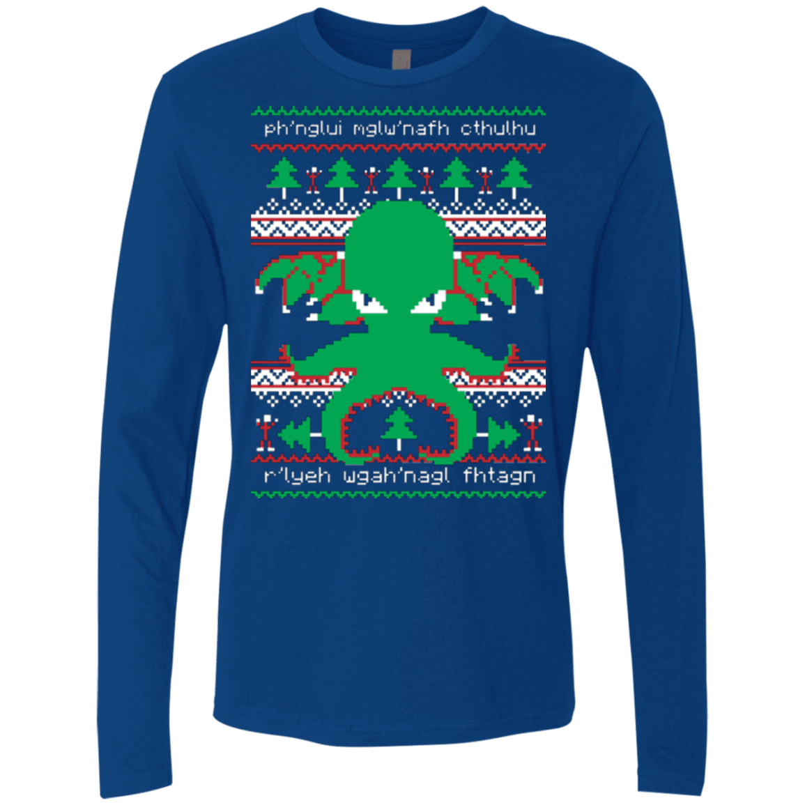 T-Shirts Royal / Small Cthulhu Cultist Christmas Men's Premium Long Sleeve