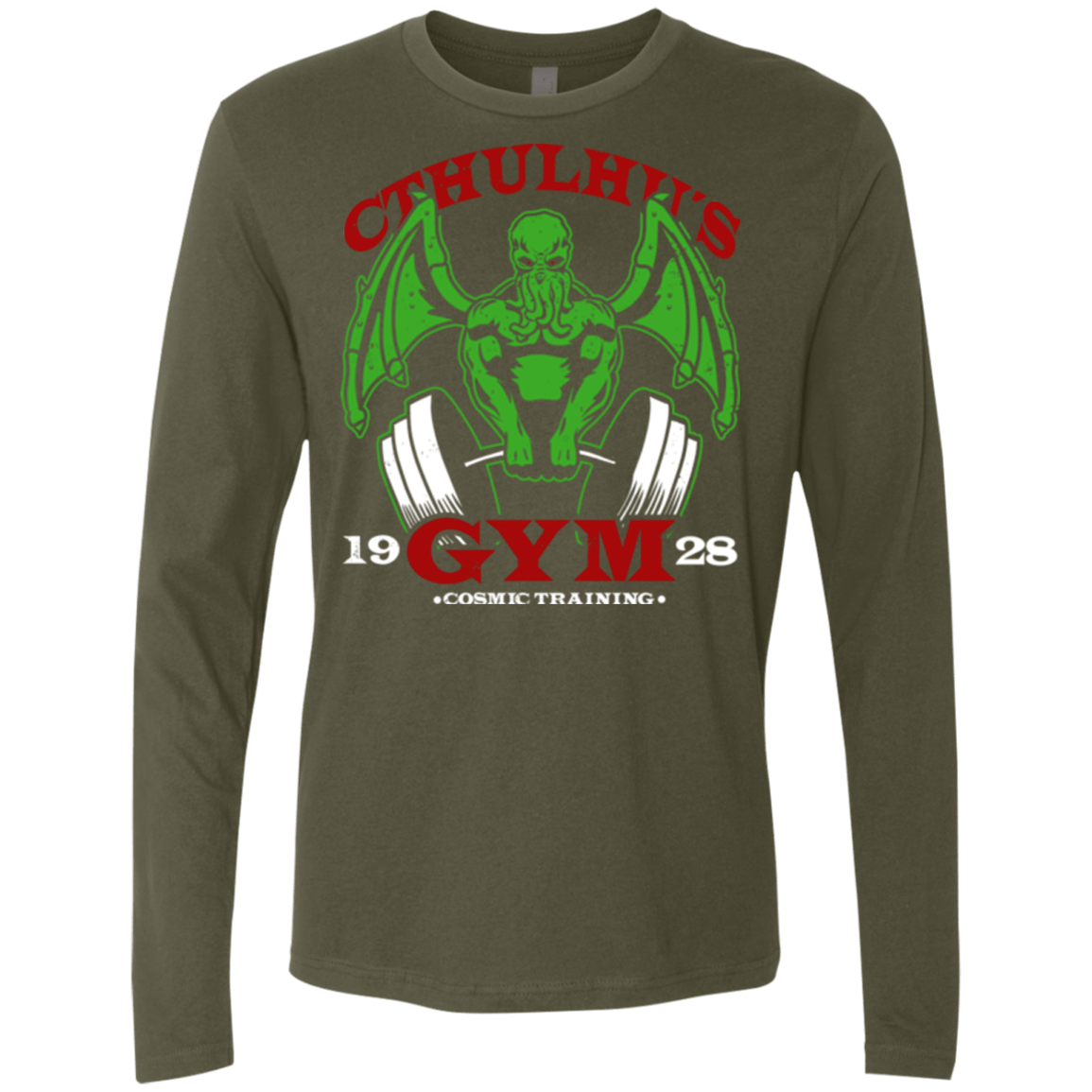 T-Shirts Military Green / Small Cthulhu Gym Men's Premium Long Sleeve