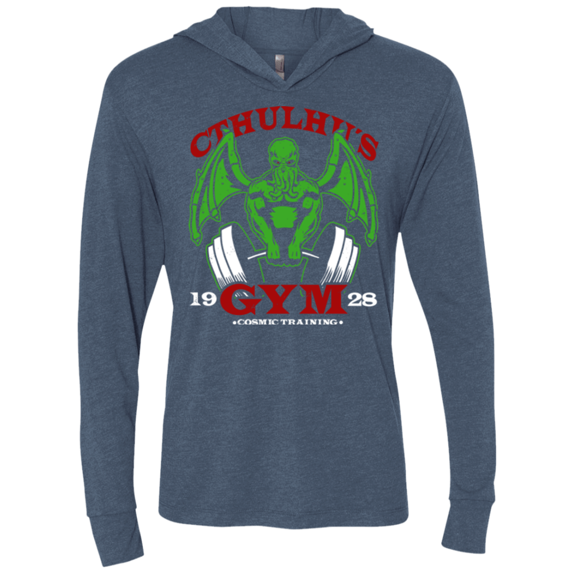 T-Shirts Indigo / X-Small Cthulhu Gym Triblend Long Sleeve Hoodie Tee