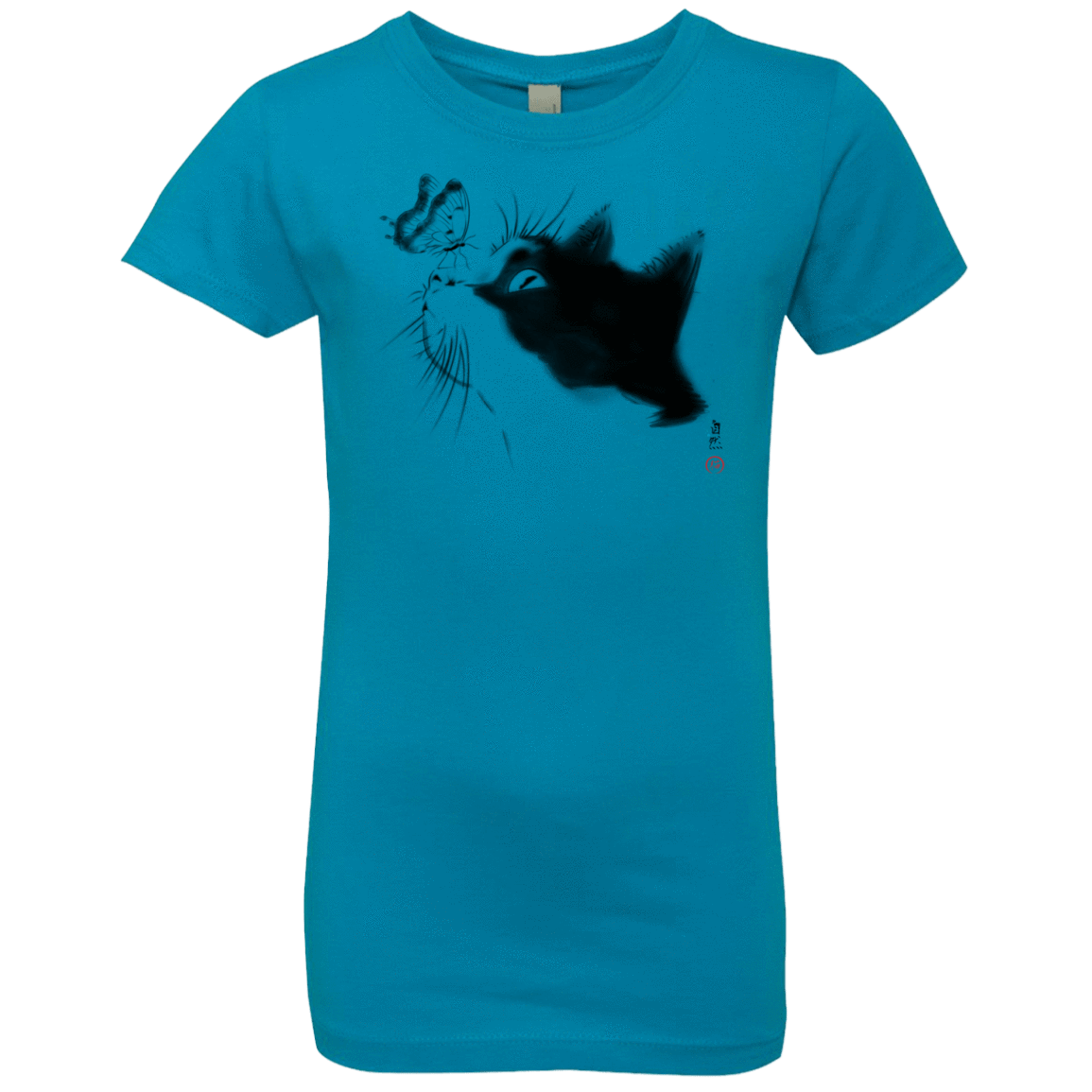 T-Shirts Turquoise / YXS Curious Cat Girls Premium T-Shirt