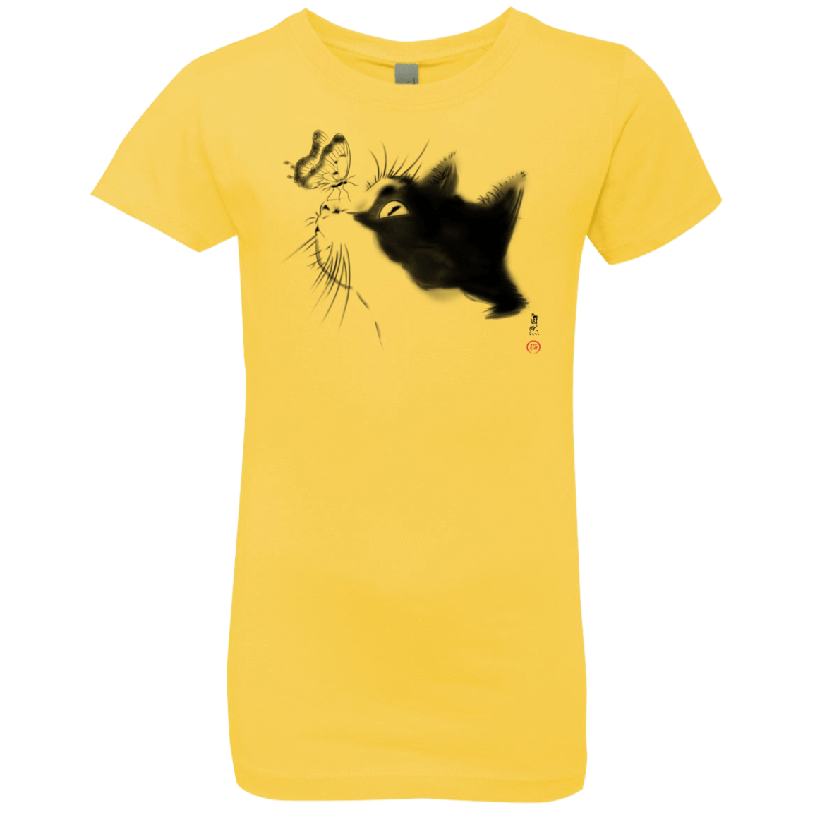 T-Shirts Vibrant Yellow / YXS Curious Cat Girls Premium T-Shirt