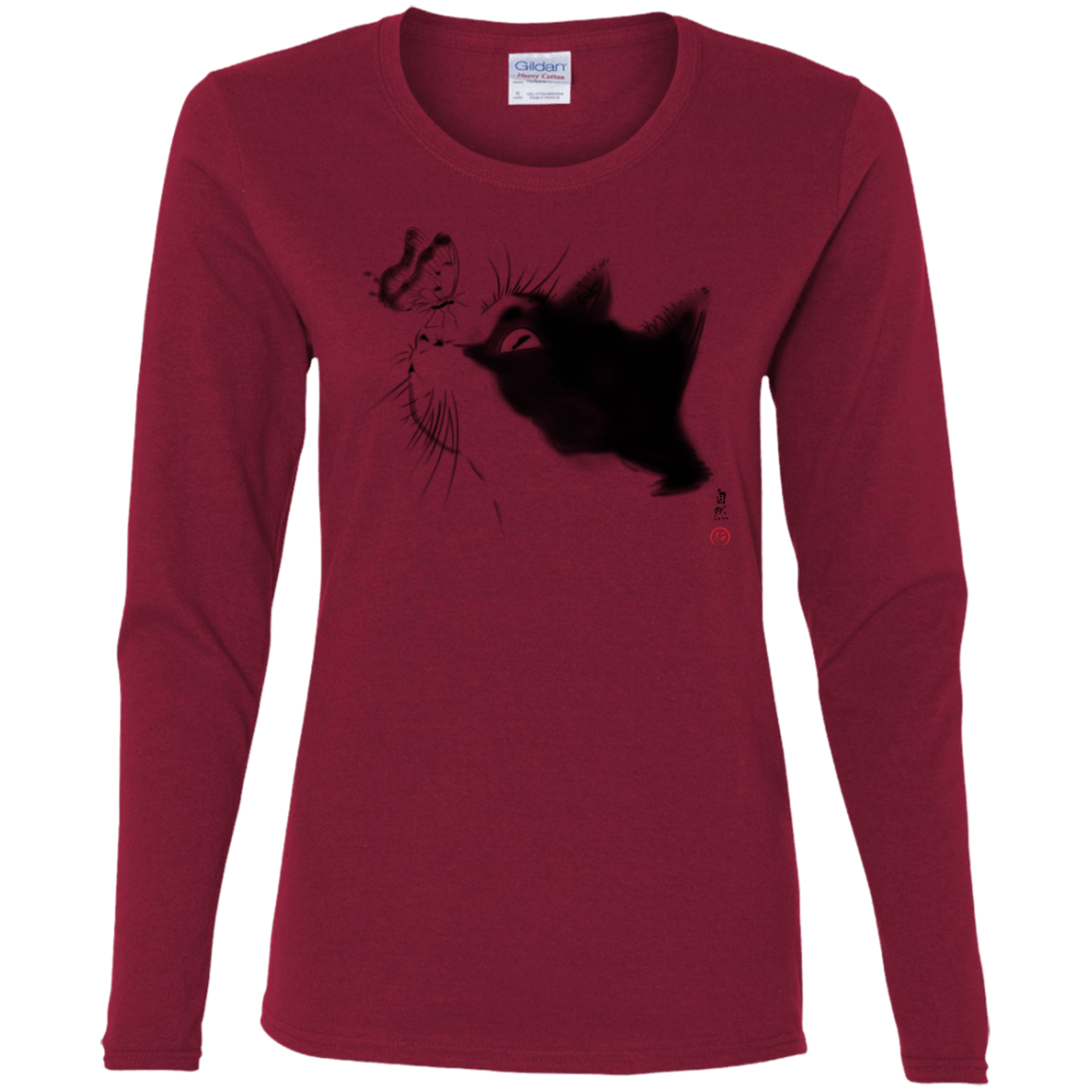 T-Shirts Cardinal / S Curious Cat Women's Long Sleeve T-Shirt