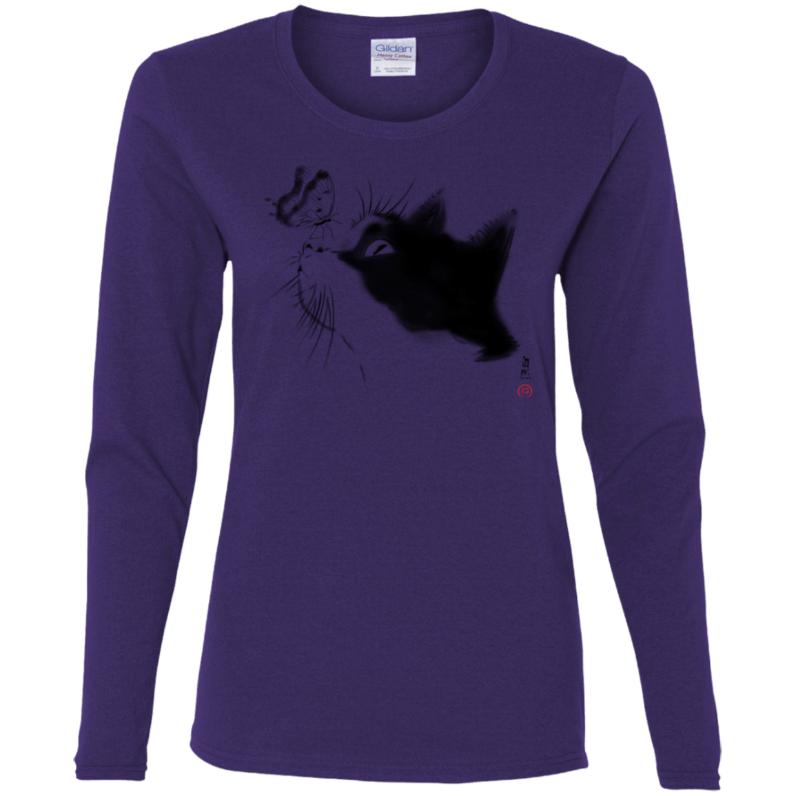 T-Shirts Purple / S Curious Cat Women's Long Sleeve T-Shirt