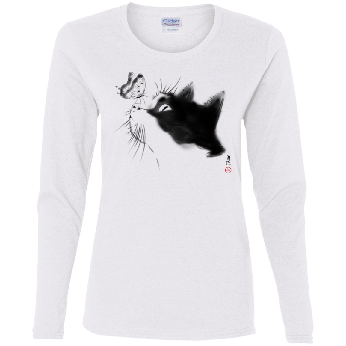 T-Shirts White / S Curious Cat Women's Long Sleeve T-Shirt