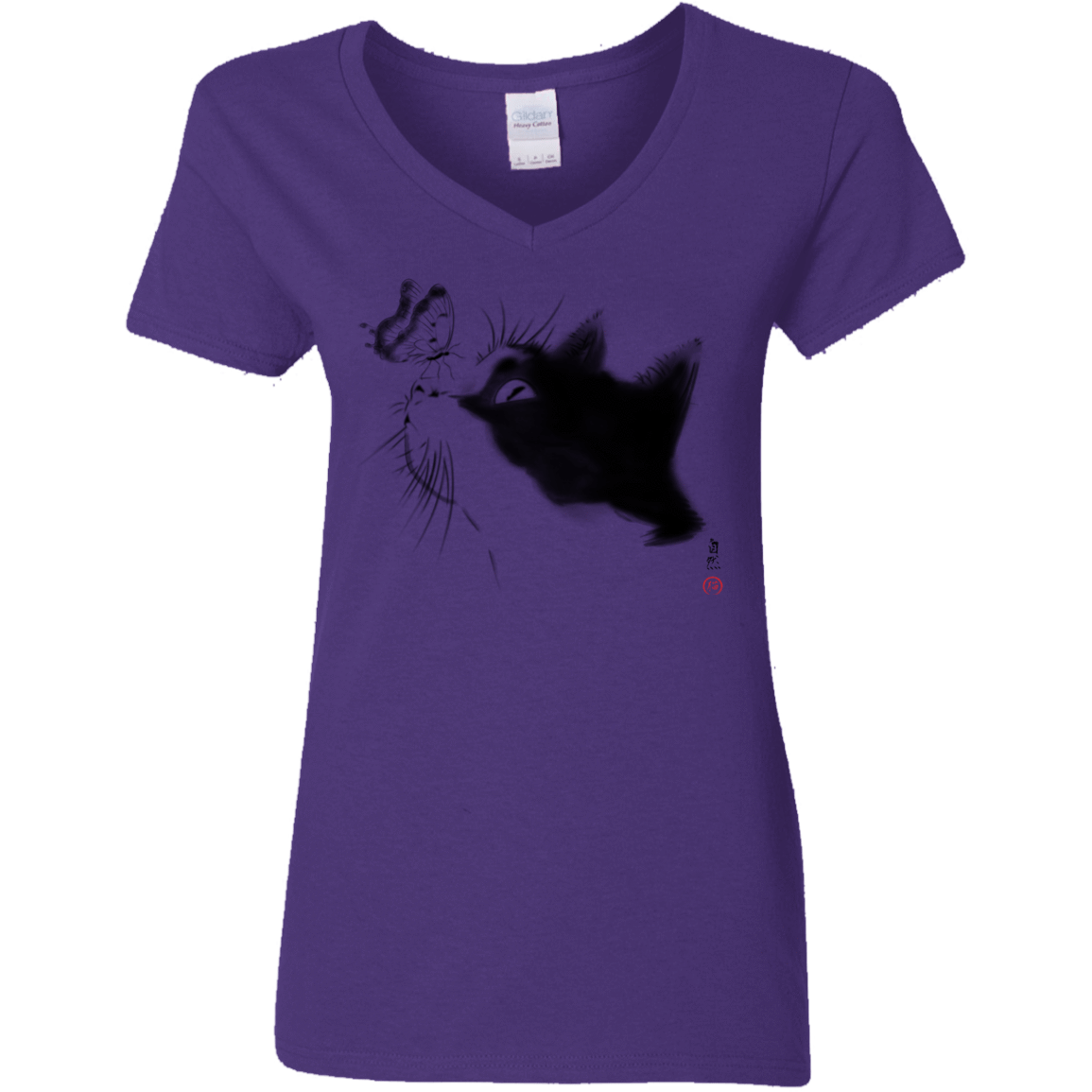 T-Shirts Purple / S Curious Cat Women's V-Neck T-Shirt