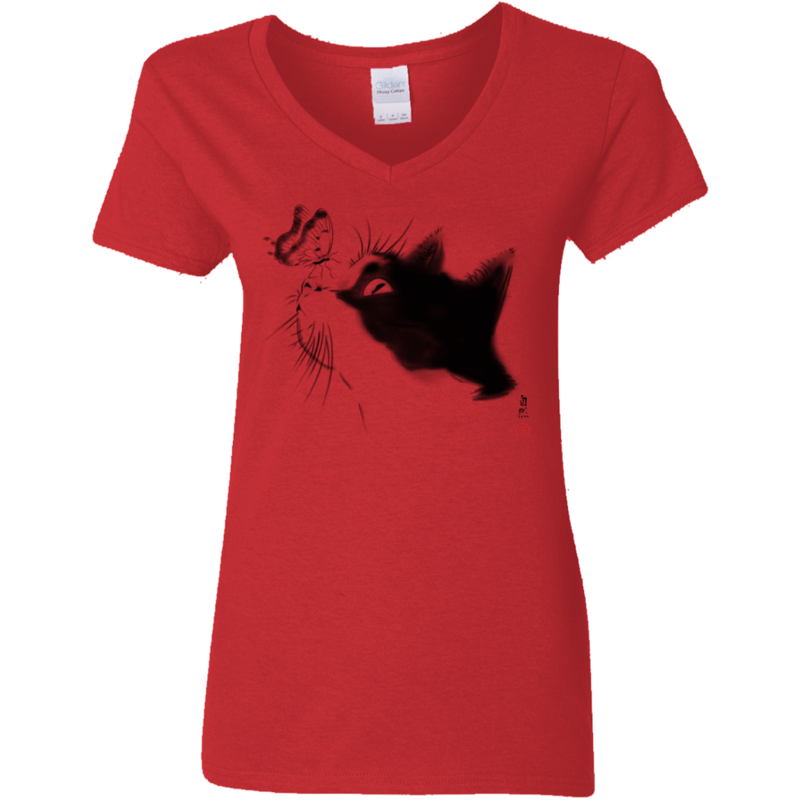 T-Shirts Red / S Curious Cat Women's V-Neck T-Shirt