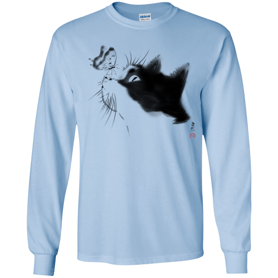 T-Shirts Light Blue / YS Curious Cat Youth Long Sleeve T-Shirt