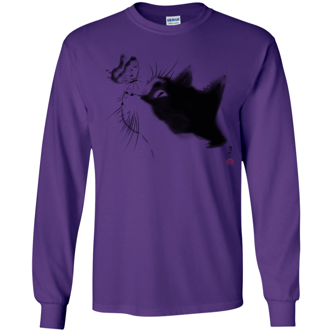 T-Shirts Purple / YS Curious Cat Youth Long Sleeve T-Shirt