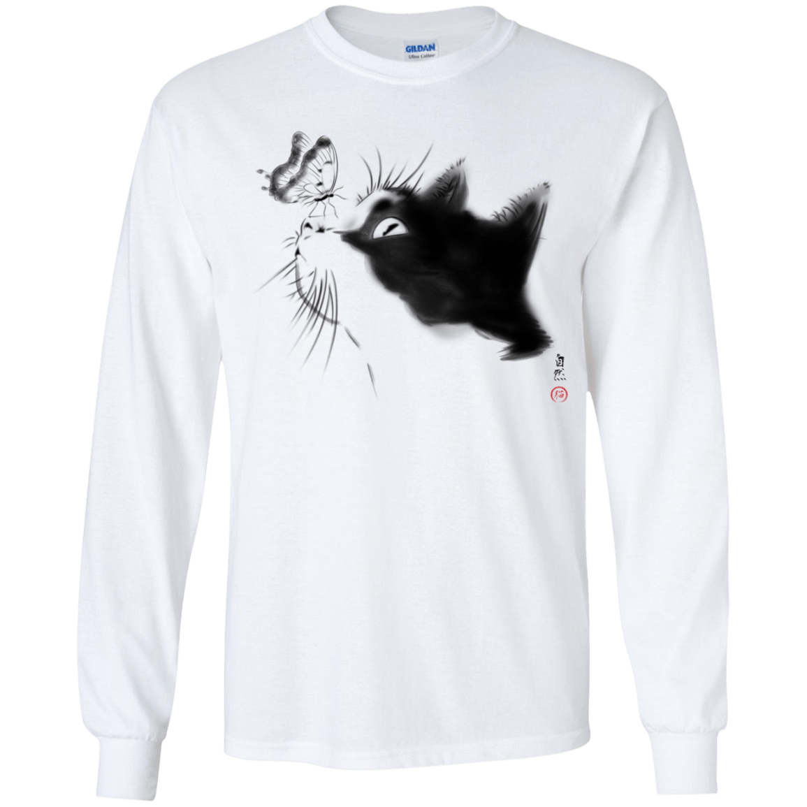 T-Shirts White / YS Curious Cat Youth Long Sleeve T-Shirt