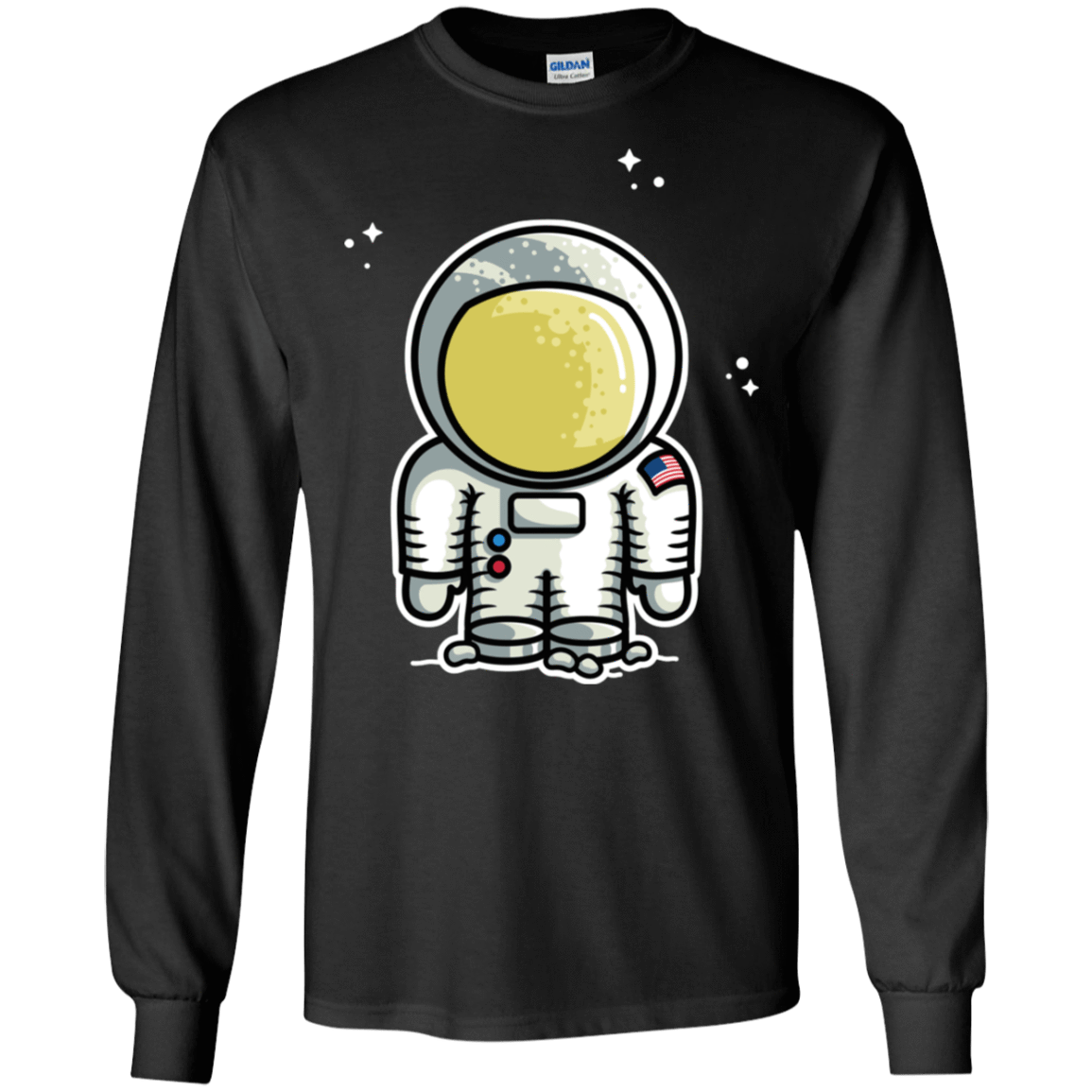 T-Shirts Black / S Cute Astronaut Men's Long Sleeve T-Shirt