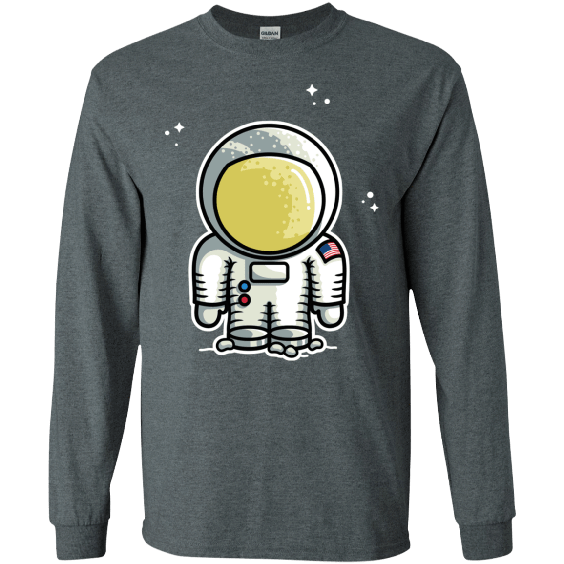 T-Shirts Dark Heather / S Cute Astronaut Men's Long Sleeve T-Shirt