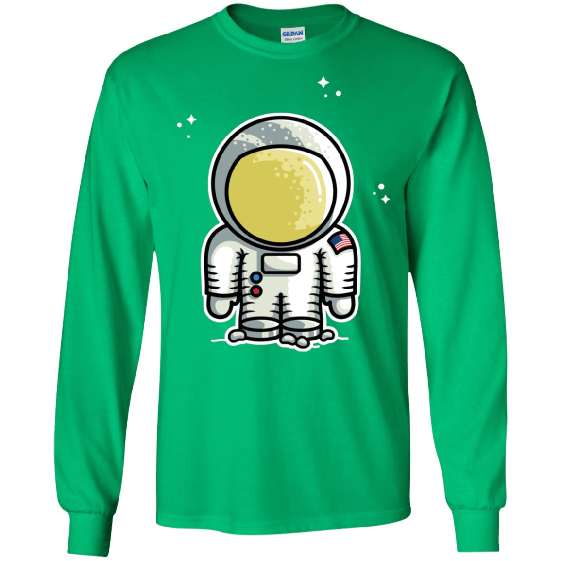T-Shirts Irish Green / S Cute Astronaut Men's Long Sleeve T-Shirt