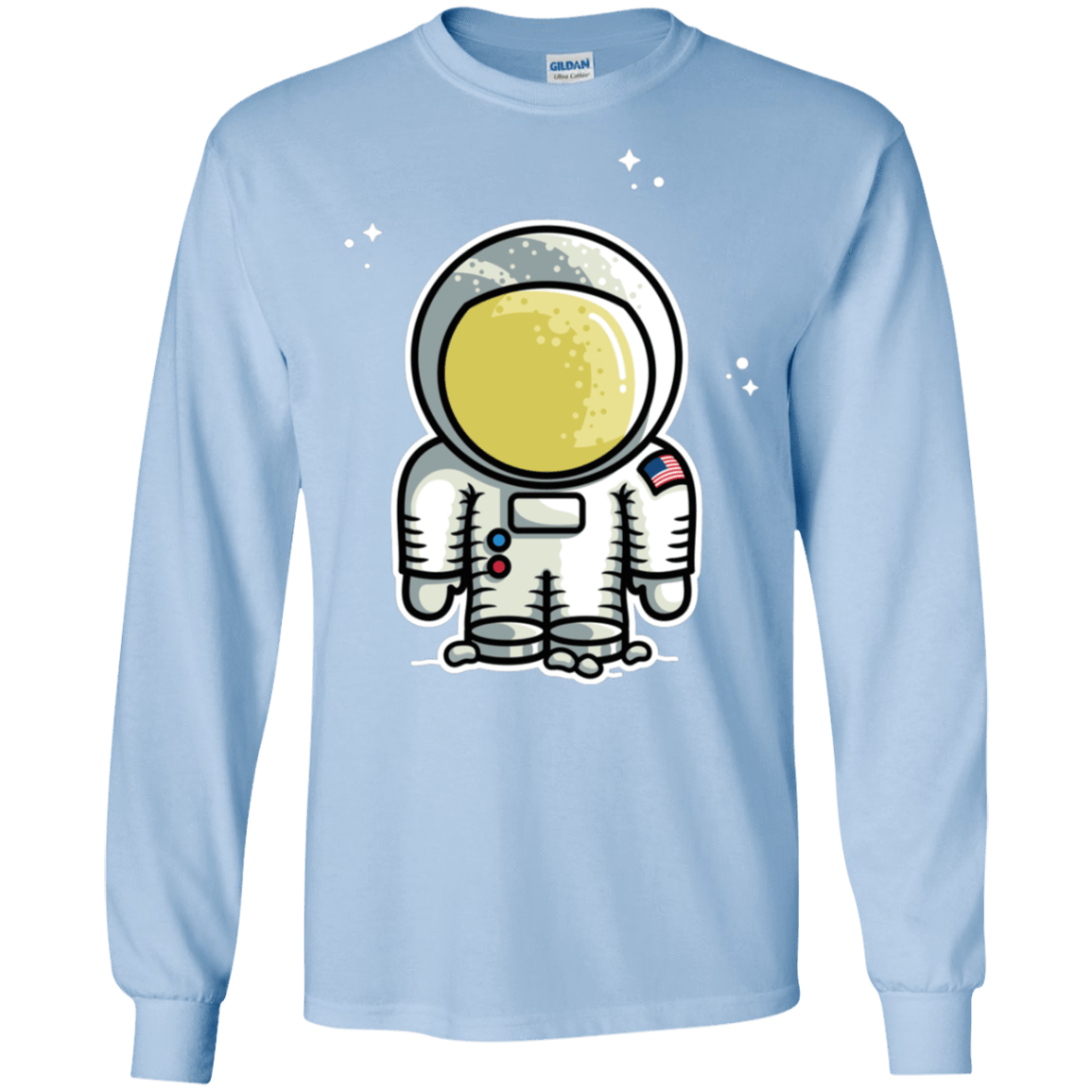 T-Shirts Light Blue / S Cute Astronaut Men's Long Sleeve T-Shirt