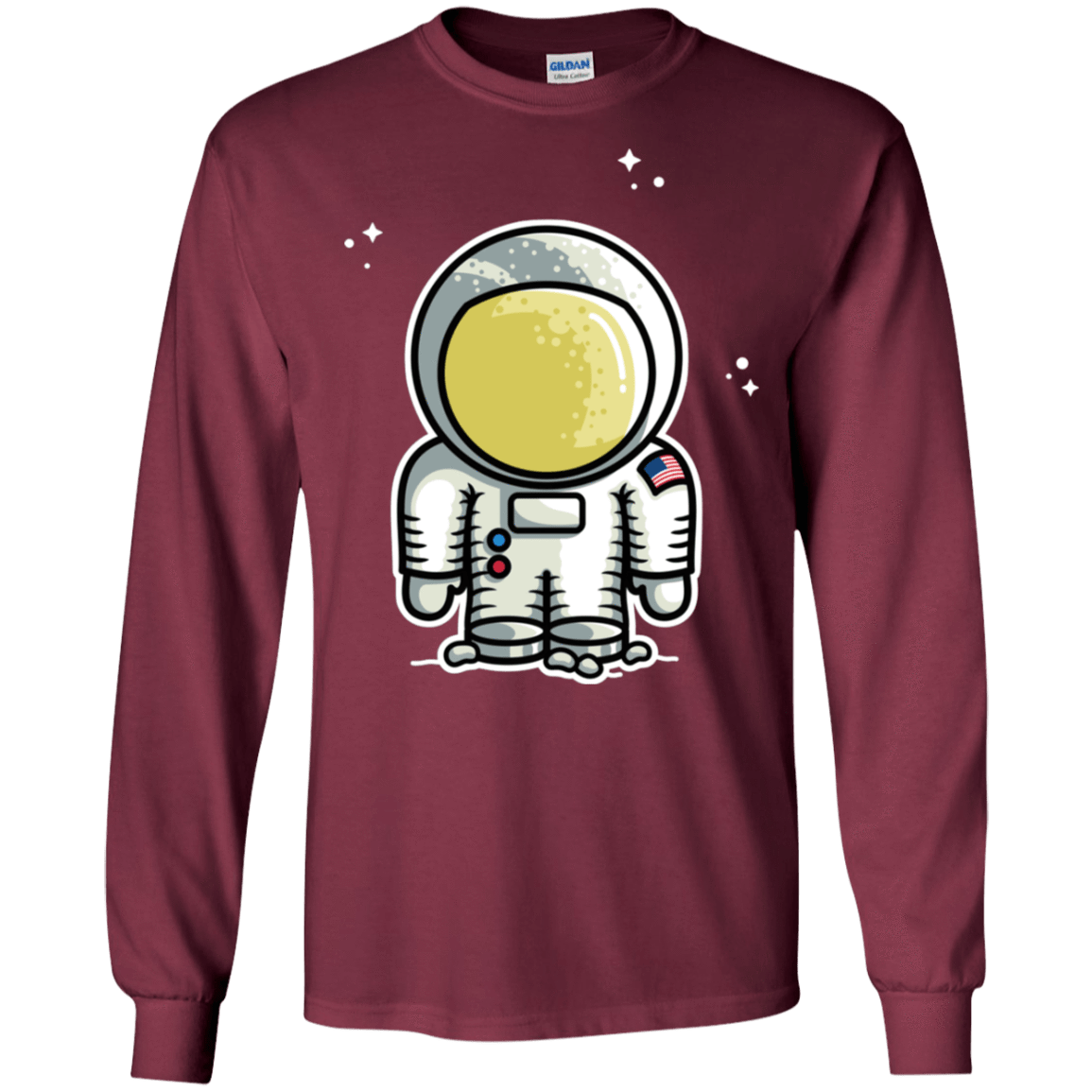 T-Shirts Maroon / S Cute Astronaut Men's Long Sleeve T-Shirt