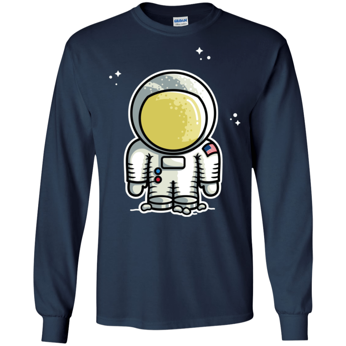 T-Shirts Navy / S Cute Astronaut Men's Long Sleeve T-Shirt
