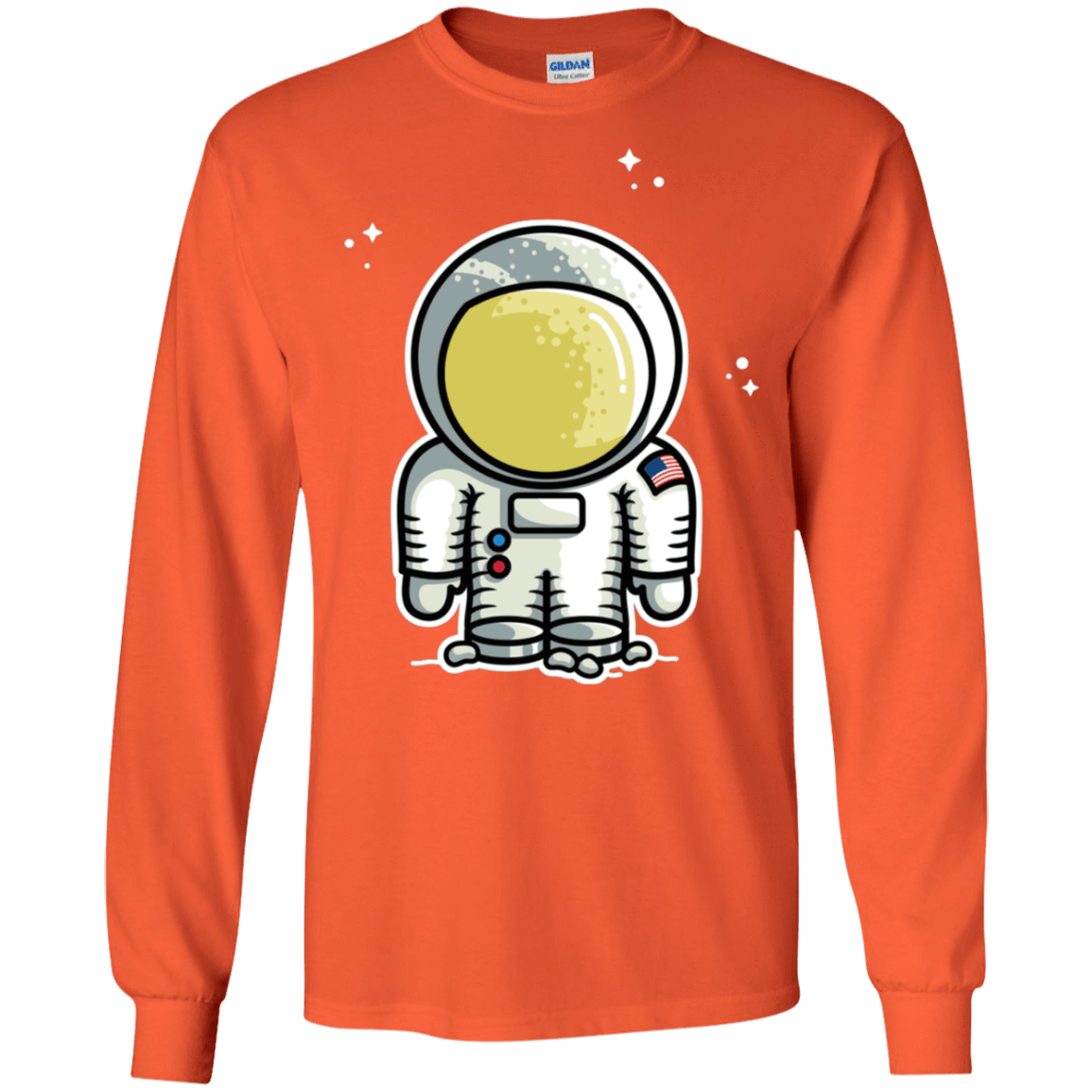 T-Shirts Orange / S Cute Astronaut Men's Long Sleeve T-Shirt