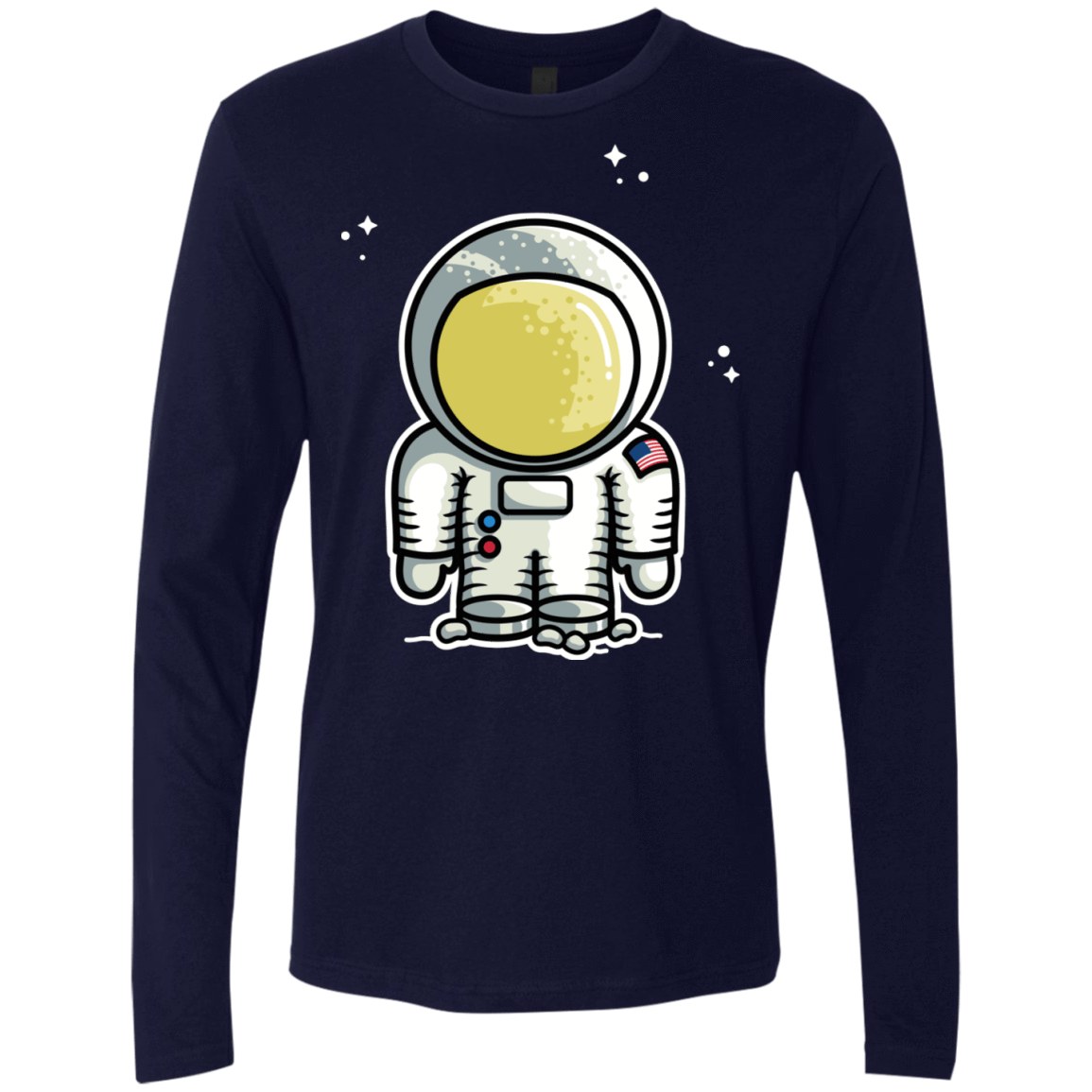 T-Shirts Midnight Navy / S Cute Astronaut Men's Premium Long Sleeve