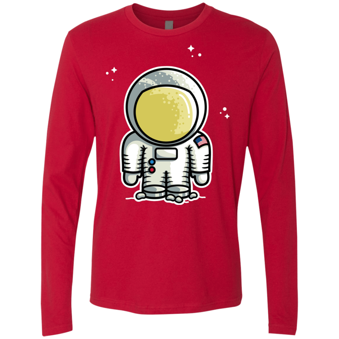 T-Shirts Red / S Cute Astronaut Men's Premium Long Sleeve