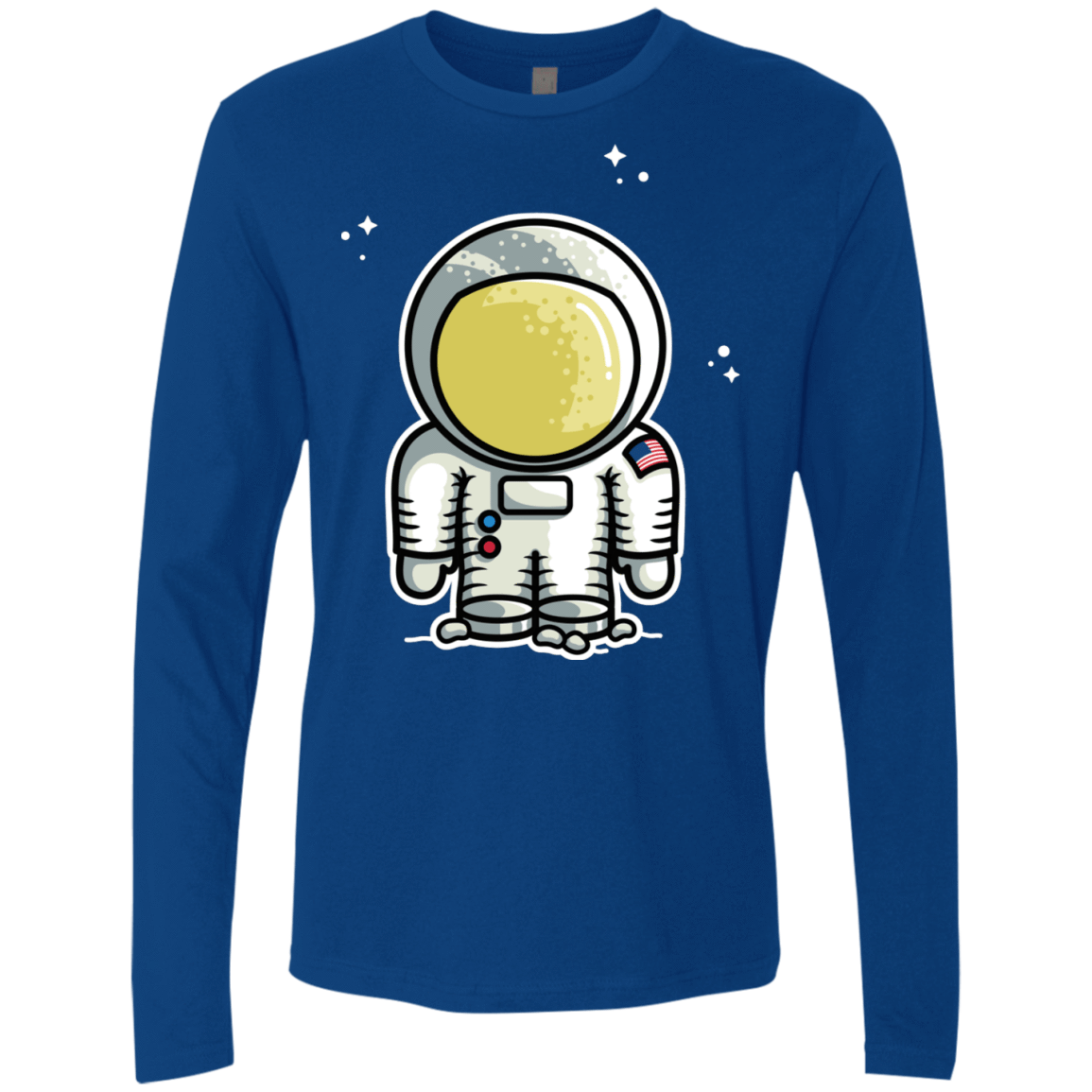 T-Shirts Royal / S Cute Astronaut Men's Premium Long Sleeve