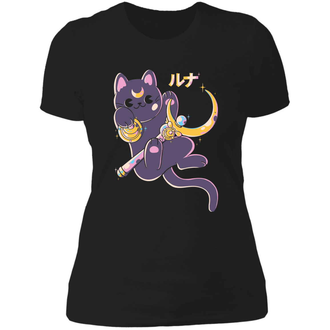 T-Shirts Black / X-Small Cute Cat Anime Women's Premium T-Shirt