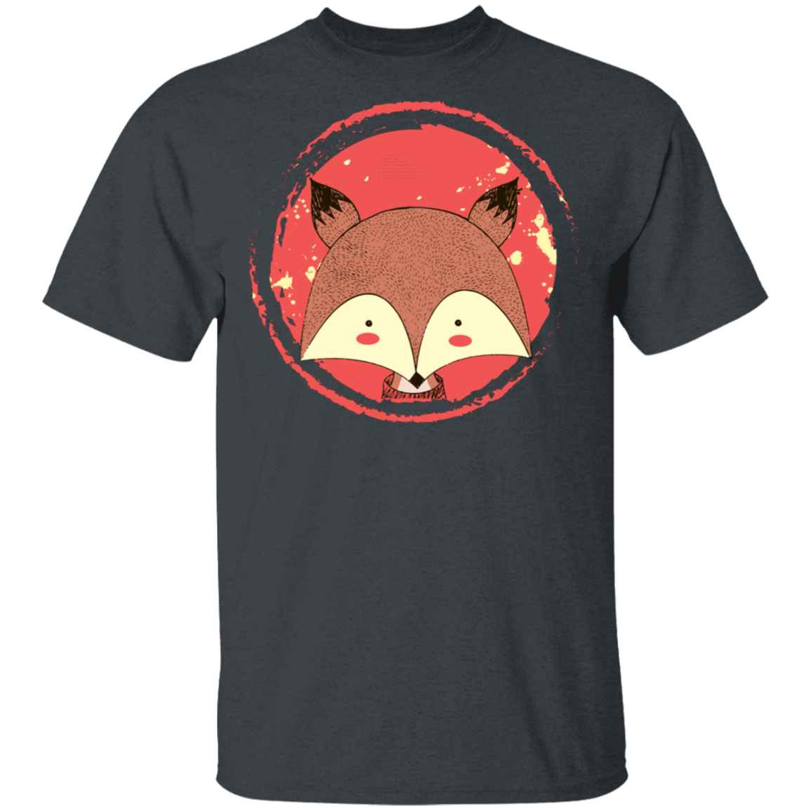 T-Shirts Dark Heather / S Cute Fox T-Shirt