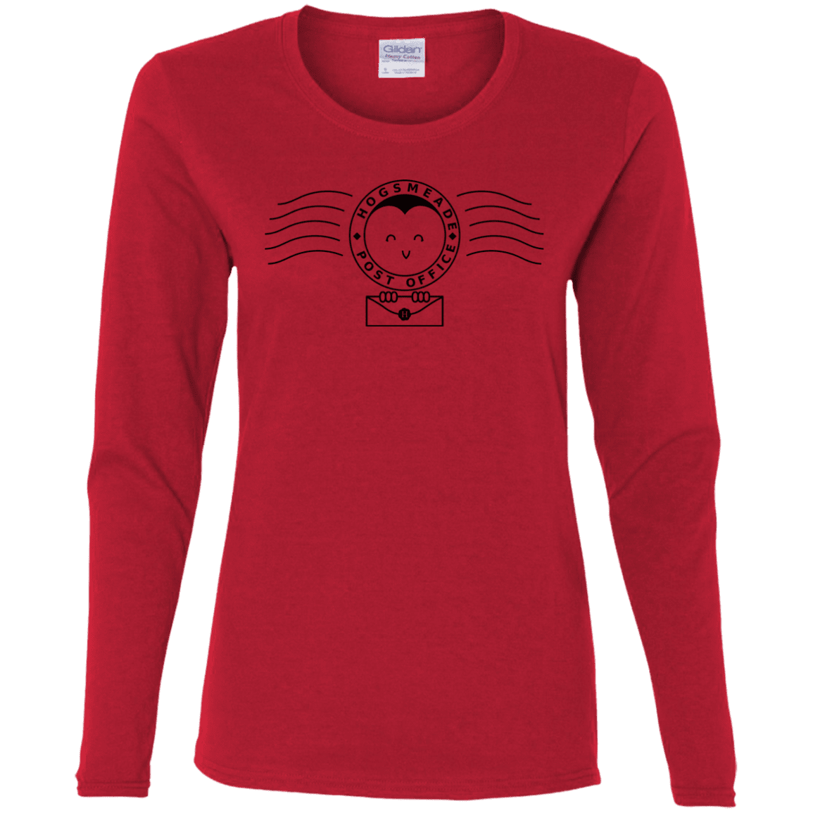 T-Shirts Red / S Cute Hogsmeade Post Office Stamp Women's Long Sleeve T-Shirt