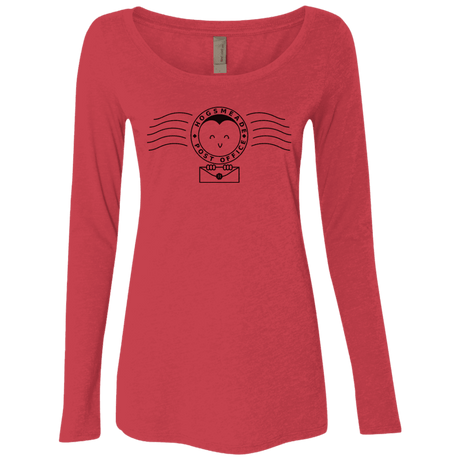 T-Shirts Vintage Red / S Cute Hogsmeade Post Office Stamp Women's Triblend Long Sleeve Shirt
