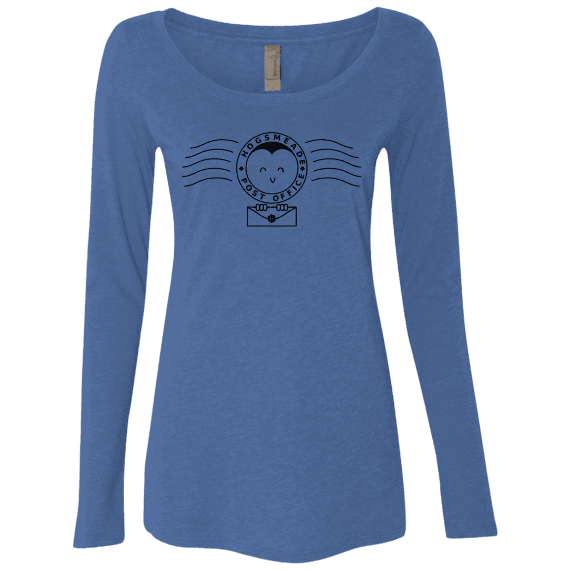 T-Shirts Vintage Royal / S Cute Hogsmeade Post Office Stamp Women's Triblend Long Sleeve Shirt