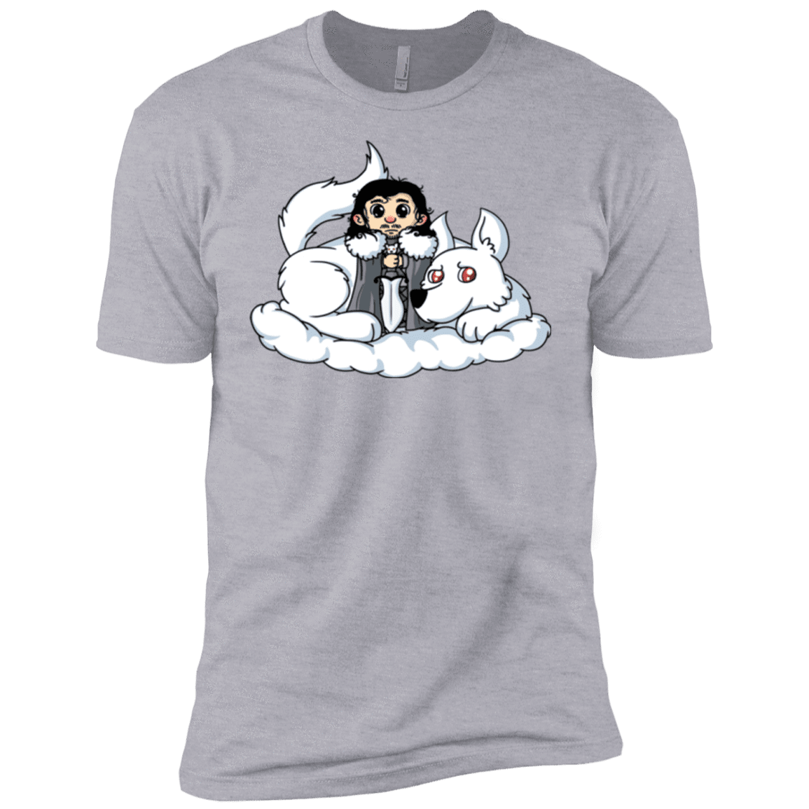 T-Shirts Heather Grey / YXS Cute Jon Snow and Ghost Boys Premium T-Shirt